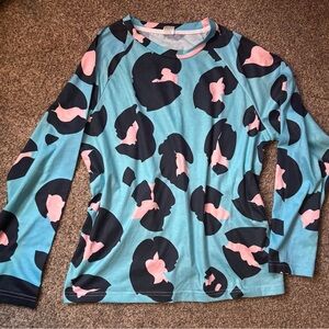 Blue and Pink leopard print Long Sleeve Shirt